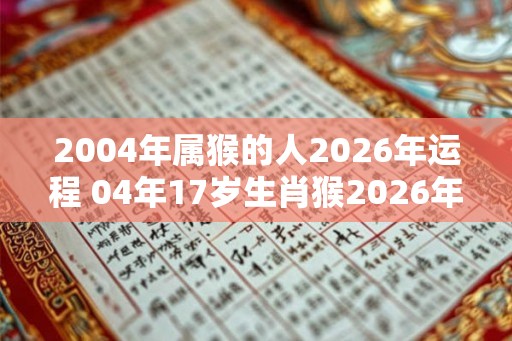 2004年属猴的人2026年运程 04年17岁生肖猴2026年运势