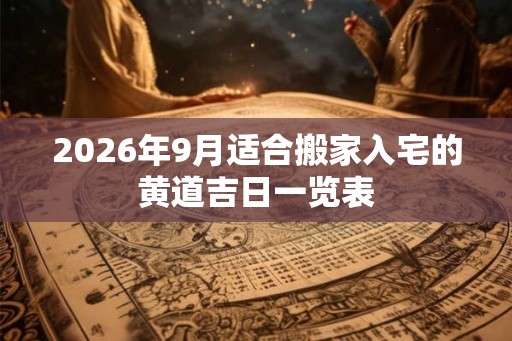 2026年9月适合搬家入宅的黄道吉日一览表