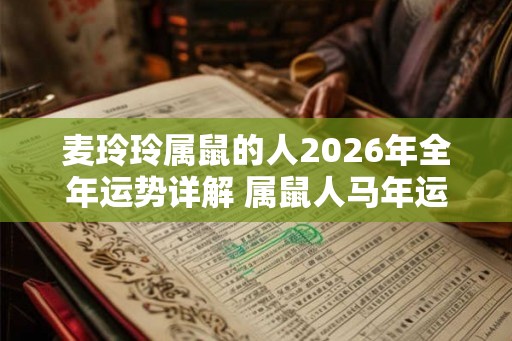 麦玲玲属鼠的人2026年全年运势详解 属鼠人马年运程及每月运势
