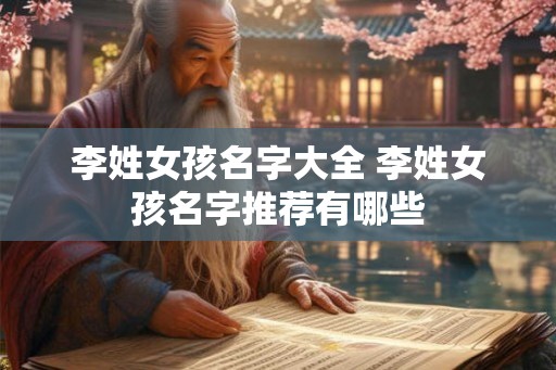 李姓女孩名字大全 李姓女孩名字推荐有哪些 李姓女孩名字大全 李姓女孩名字推荐有哪些