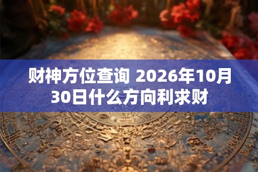 财神方位查询 2026年10月30日什么方向利求财