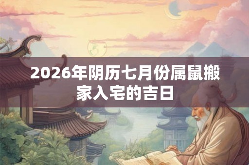 2026年阴历七月份属鼠搬家入宅的吉日