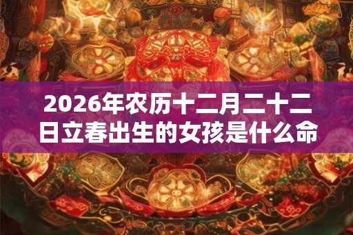 2026年农历十二月二十二日立春出生的女孩是什么命？