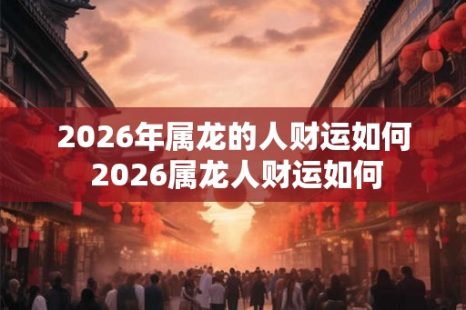 2026年属龙的人财运如何 2026属龙人财运如何