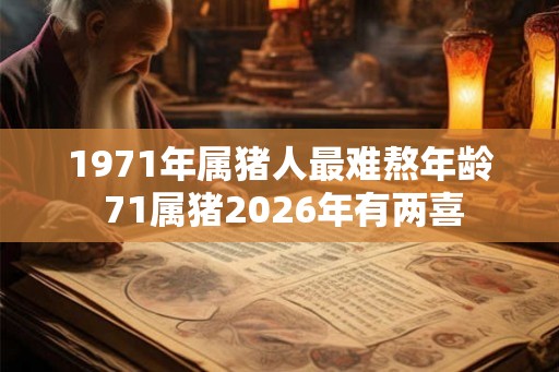 1971年属猪人最难熬年龄 71属猪2026年有两喜