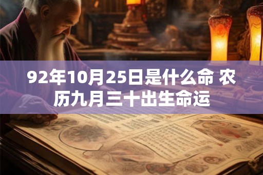 92年10月25日是什么命 农历九月三十出生命运