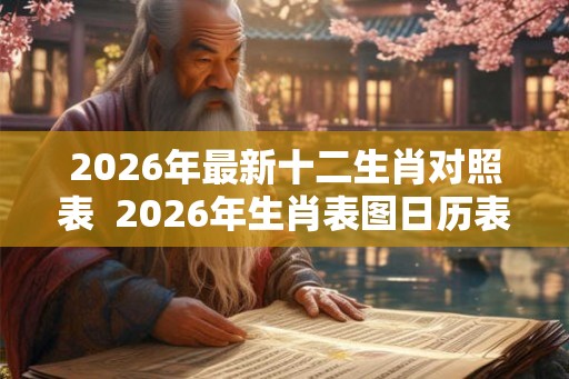 2026年最新十二生肖对照表  2026年生肖表图日历表