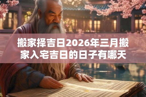 搬家择吉日2026年三月搬家入宅吉日的日子有哪天