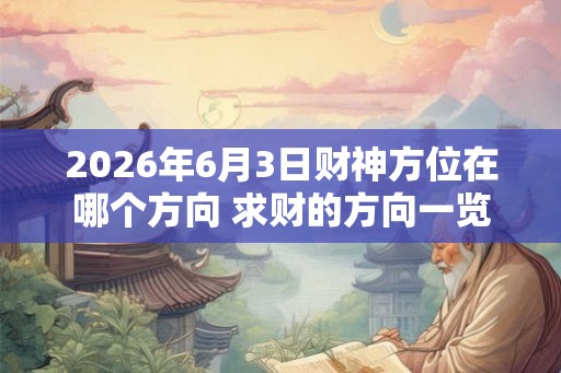 2026年6月3日财神方位在哪个方向 求财的方向一览