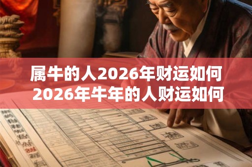 属牛的人2026年财运如何 2026年牛年的人财运如何