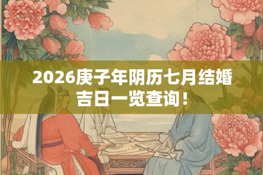 2026庚子年阴历七月结婚吉日一览查询！