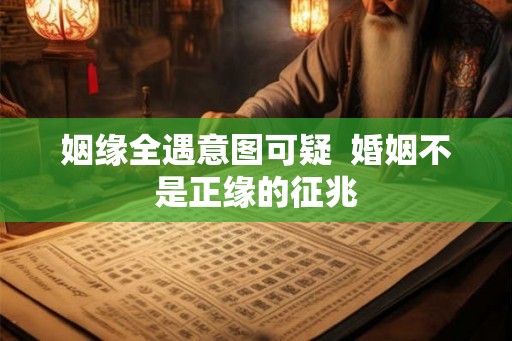 姻缘全遇意图可疑  婚姻不是正缘的征兆