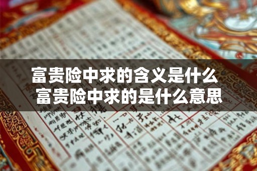 富贵险中求的含义是什么  富贵险中求的是什么意思