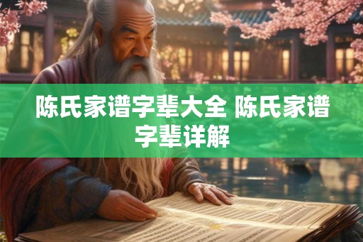 陈氏家谱字辈大全 陈氏家谱字辈详解