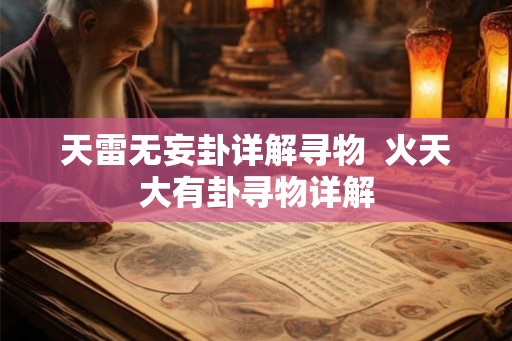 天雷无妄卦详解寻物  火天大有卦寻物详解