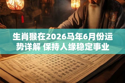 生肖猴在2026马年6月份运势详解 保持人缘稳定事业