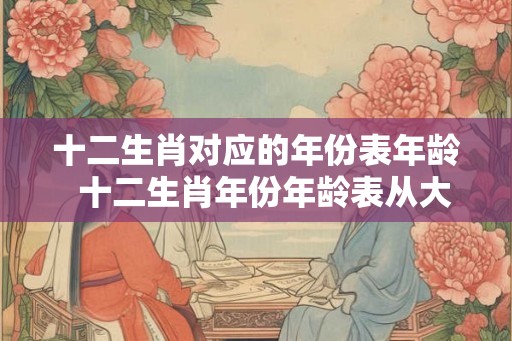 十二生肖对应的年份表年龄  十二生肖年份年龄表从大到小