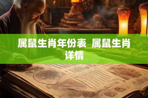 属鼠生肖年份表  属鼠生肖详情