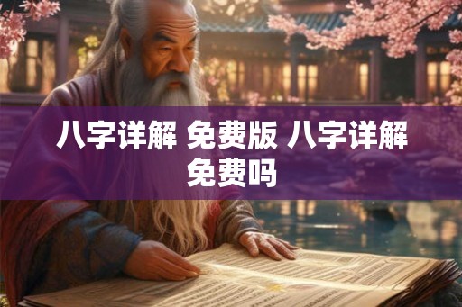 八字详解 免费版 八字详解免费吗