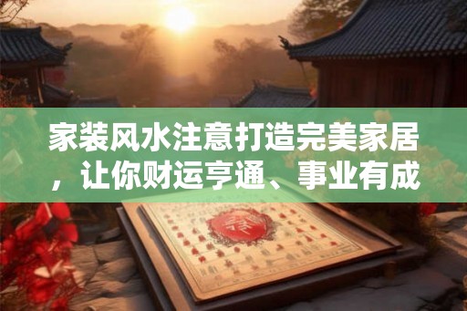 家装风水注意打造完美家居，让你财运亨通、事业有成！
