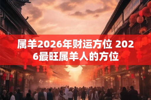 属羊2026年财运方位 2026最旺属羊人的方位