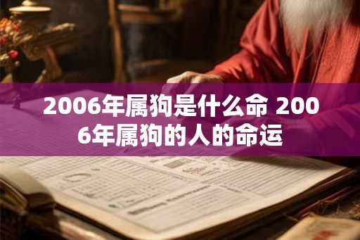 2006年属狗是什么命 2006年属狗的人的命运 2006年属狗是什么命 2006年属狗的人的命运
