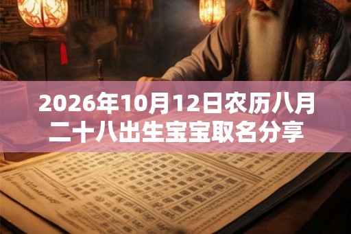 2026年10月12日农历八月二十八出生宝宝取名分享