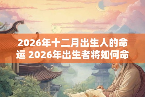 2026年十二月出生人的命运 2026年出生者将如何命运