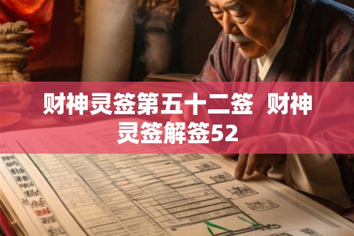 财神灵签第五十二签  财神灵签解签52