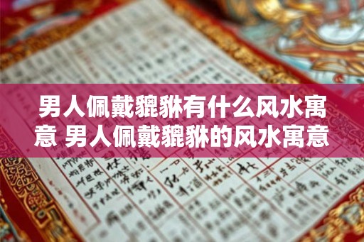 男人佩戴貔貅有什么风水寓意 男人佩戴貔貅的风水寓意