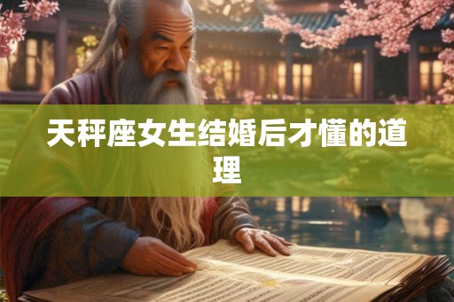天秤座女生结婚后才懂的道理