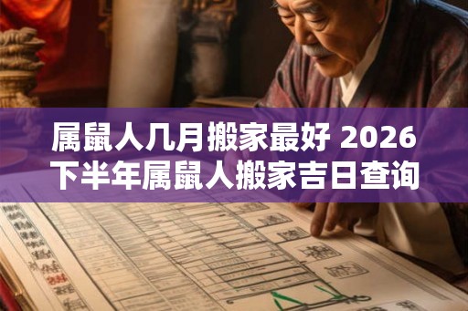 属鼠人几月搬家最好 2026下半年属鼠人搬家吉日查询