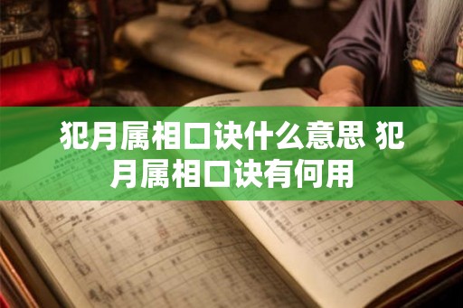 犯月属相口诀什么意思 犯月属相口诀有何用