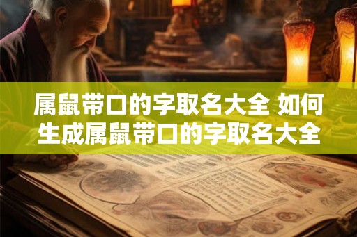 属鼠带口的字取名大全 如何生成属鼠带口的字取名大全
