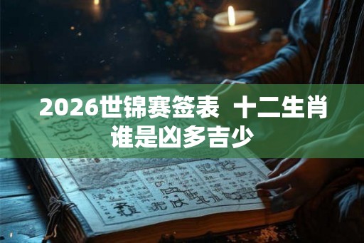 2026世锦赛签表  十二生肖谁是凶多吉少