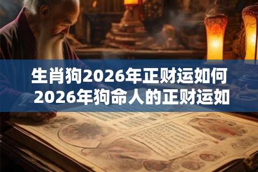 生肖狗2026年正财运如何 2026年狗命人的正财运如何