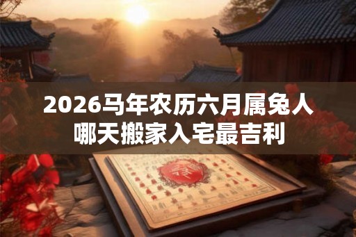 2026马年农历六月属兔人哪天搬家入宅最吉利 2026马年农历六月属兔人哪天搬家入宅最吉利