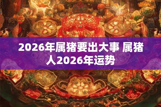 2026年属猪要出大事 属猪人2026年运势