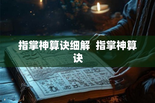指掌神算诀细解  指掌神算诀