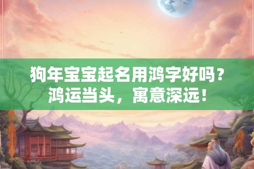狗年宝宝起名用鸿字好吗？鸿运当头，寓意深远！