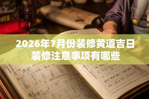 2026年7月份装修黄道吉日 装修注意事项有哪些