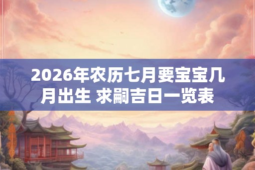 2026年农历七月要宝宝几月出生 求嗣吉日一览表