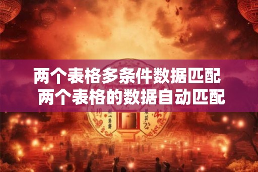 两个表格多条件数据匹配  两个表格的数据自动匹配