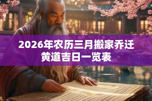 2026年农历三月搬家乔迁黄道吉日一览表