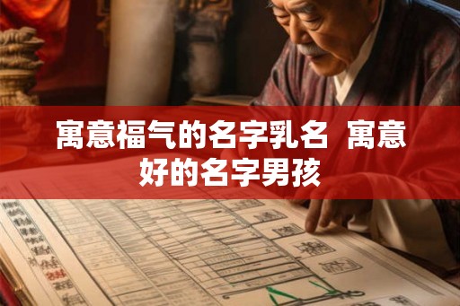 寓意福气的名字乳名  寓意好的名字男孩