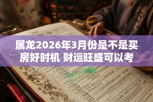 属龙2026年3月份是不是买房好时机 财运旺盛可以考虑 属龙2026年3月份是不是买房好时机 财运旺盛可以考虑