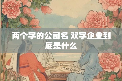 两个字的公司名 双字企业到底是什么