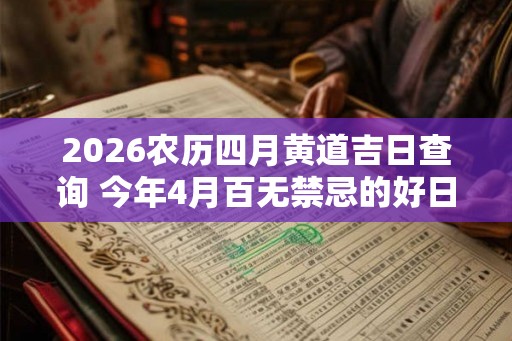 2026农历四月黄道吉日查询 今年4月百无禁忌的好日子