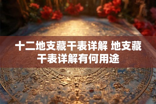 十二地支藏干表详解 地支藏干表详解有何用途