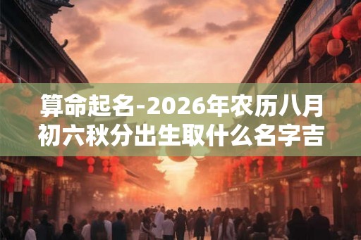 算命起名-2026年农历八月初六秋分出生取什么名字吉利